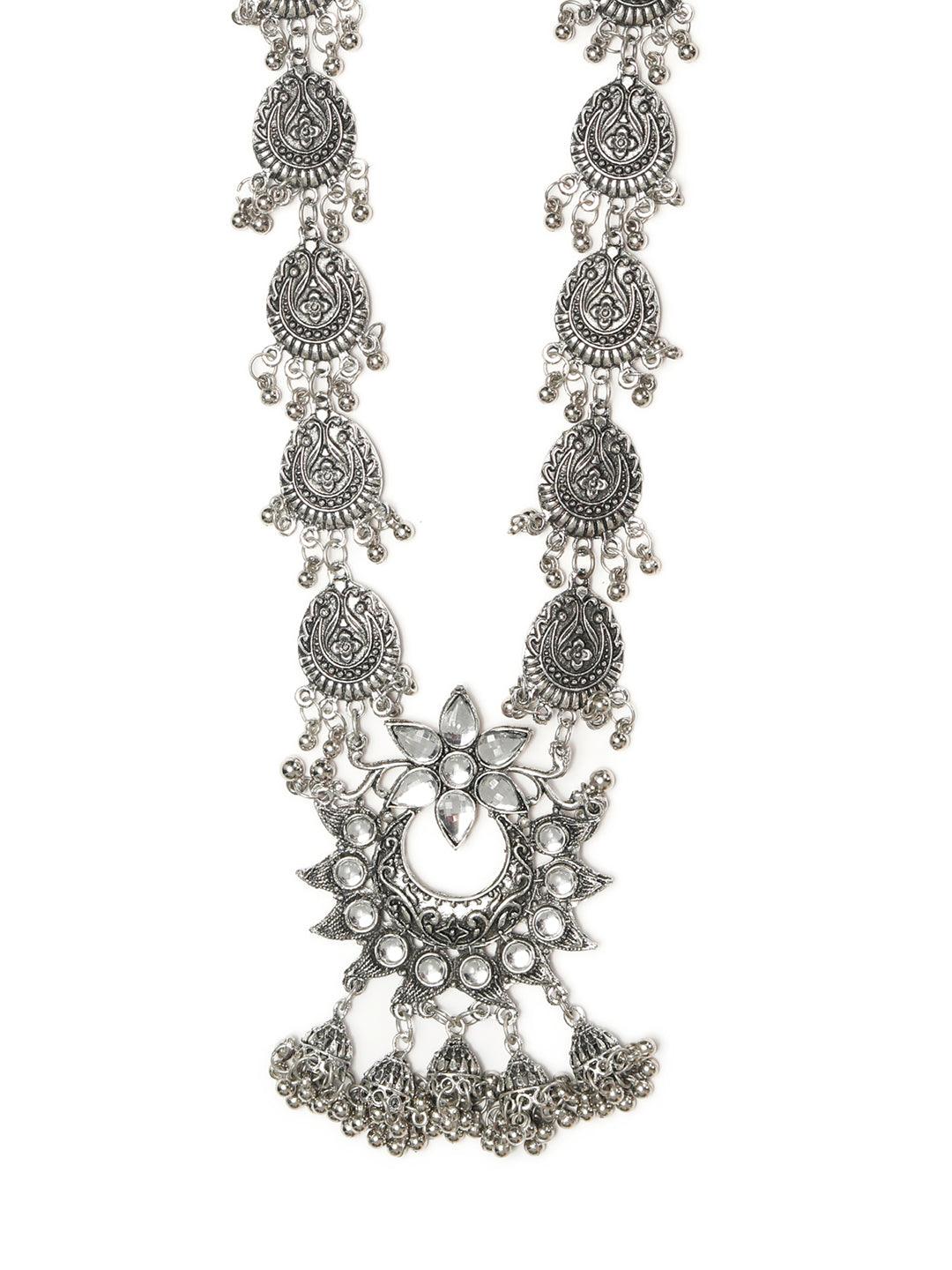 Women's Tribal Floral Oxidised Necklace - Priyaasi - Indiakreations