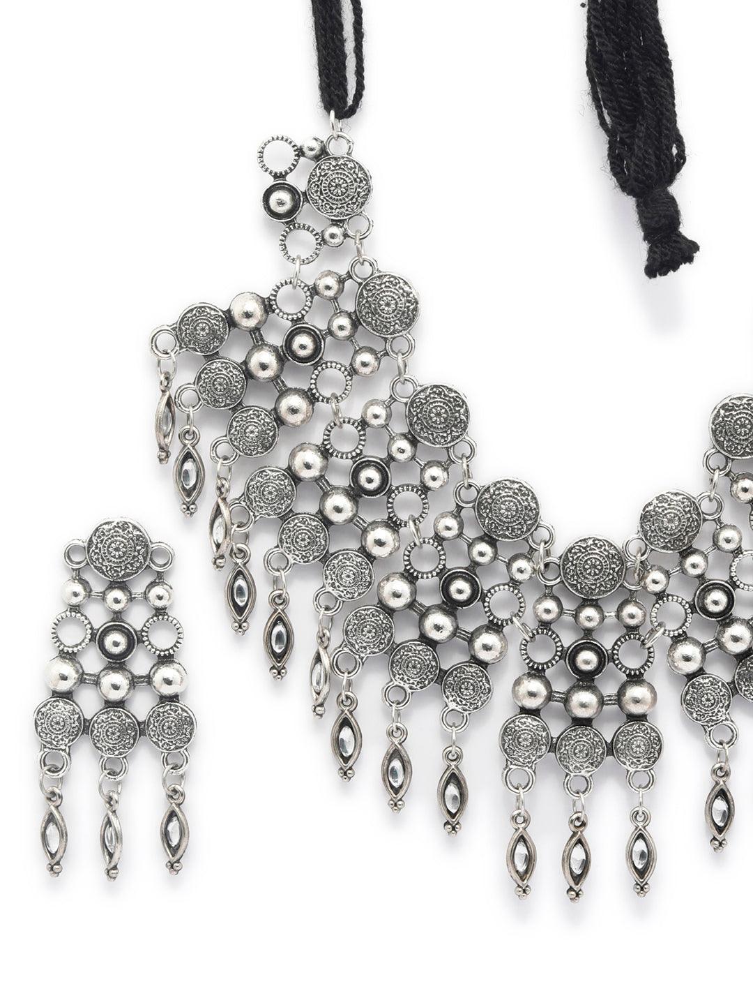 Women's Tribal Coin Style Oxidised Jewellery Set - Priyaasi - Indiakreations