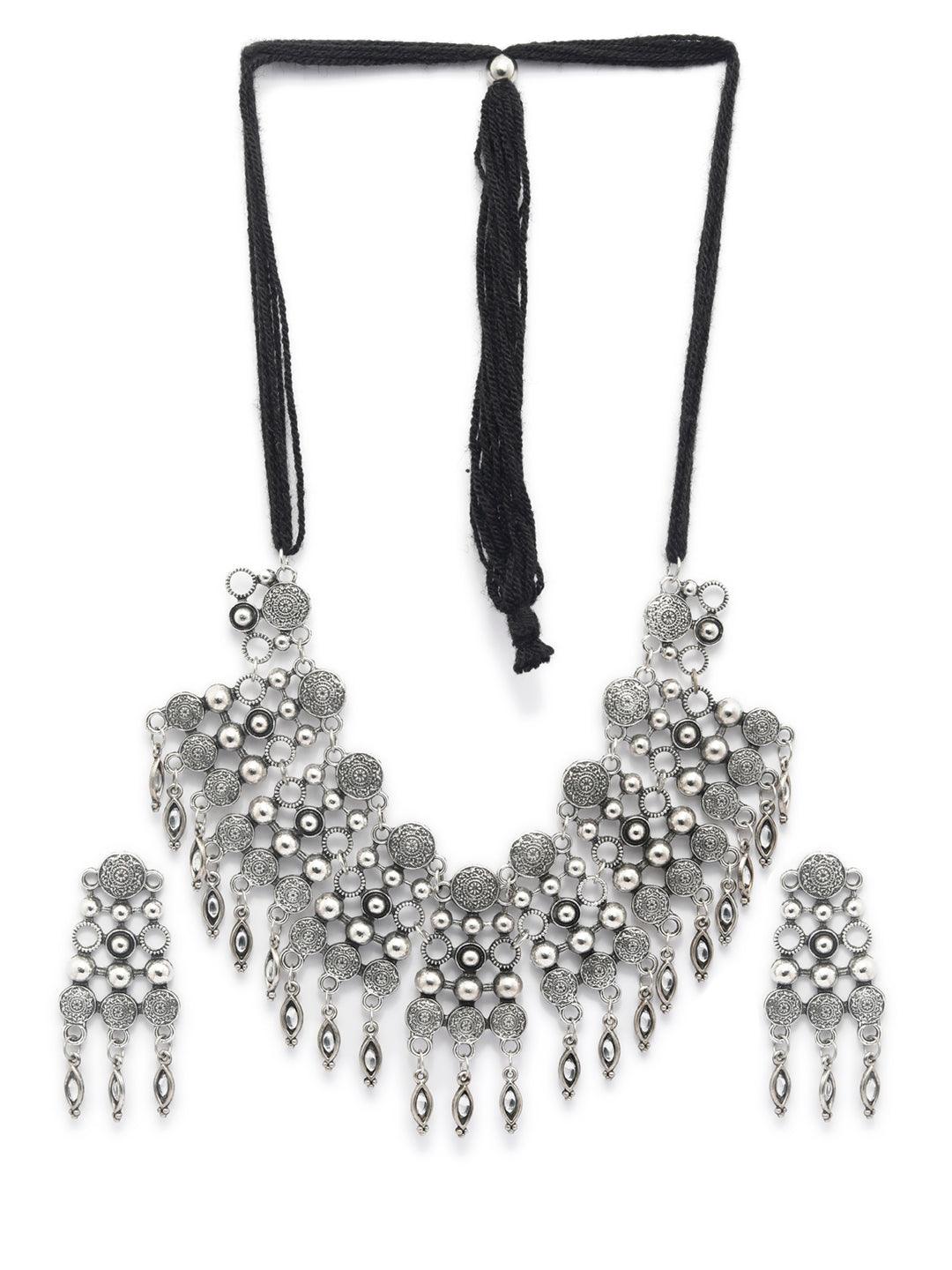 Women's Tribal Coin Style Oxidised Jewellery Set - Priyaasi - Indiakreations