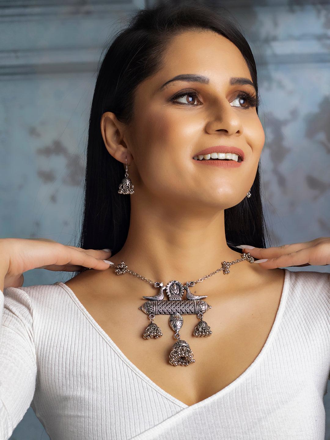 Women's Tribal Ganesha Oxidised Jewellery Set- Priyaasi - Indiakreations