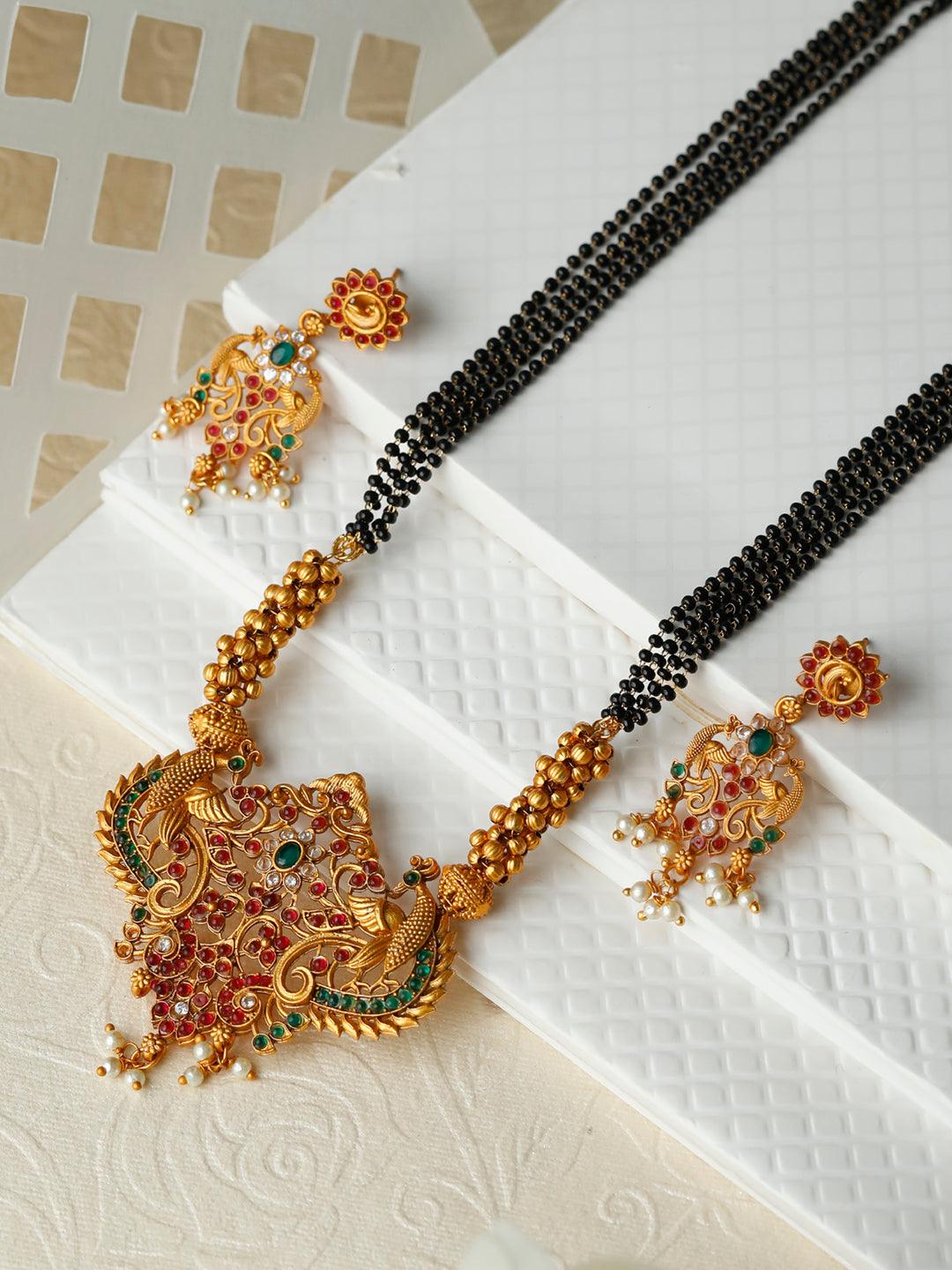 Women's Traditional Gold Plated Real Kemp Peacock Jewelley Set- Priyaasi - Indiakreations