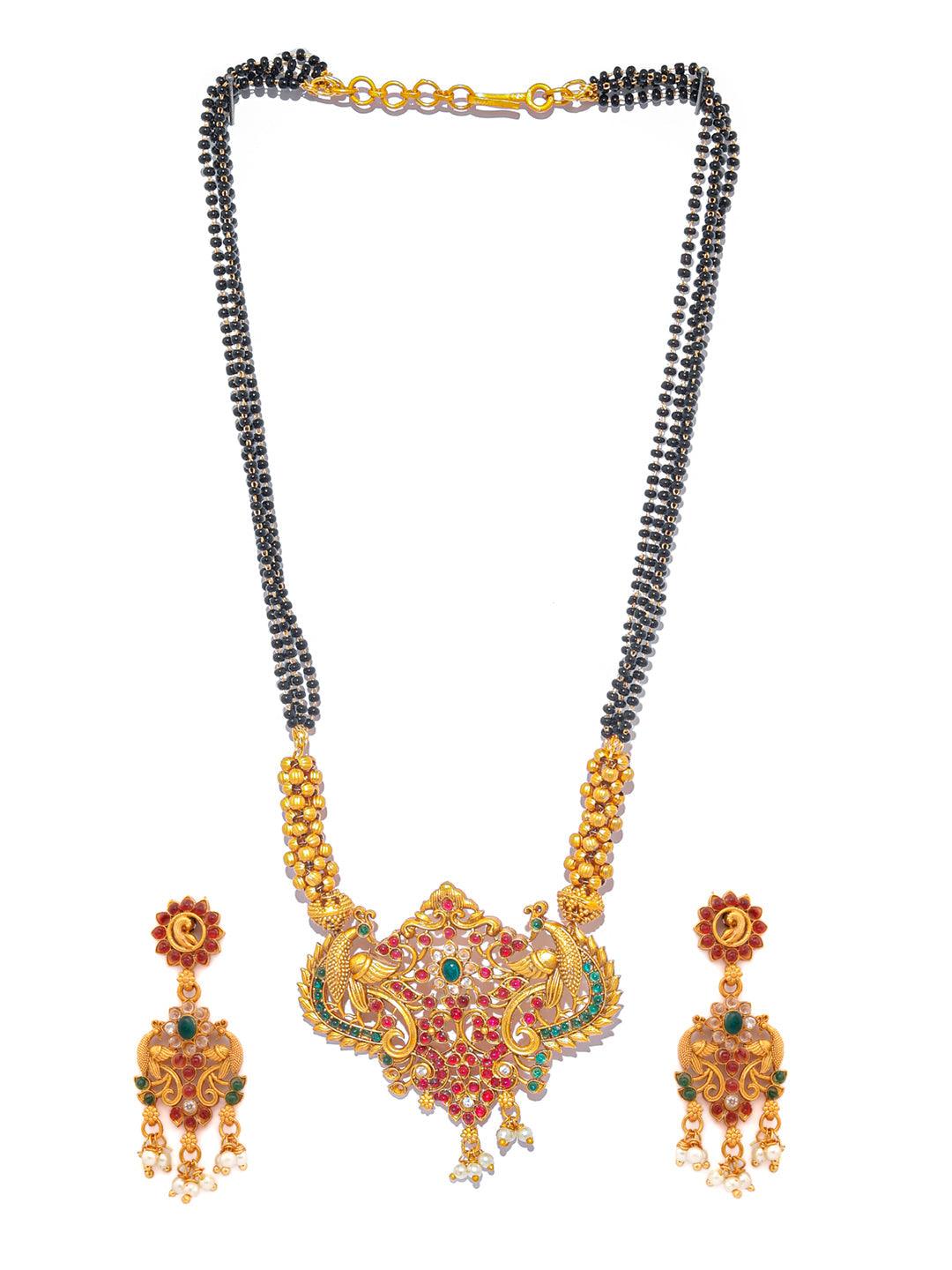 Women's Traditional Gold Plated Real Kemp Peacock Jewelley Set- Priyaasi - Indiakreations