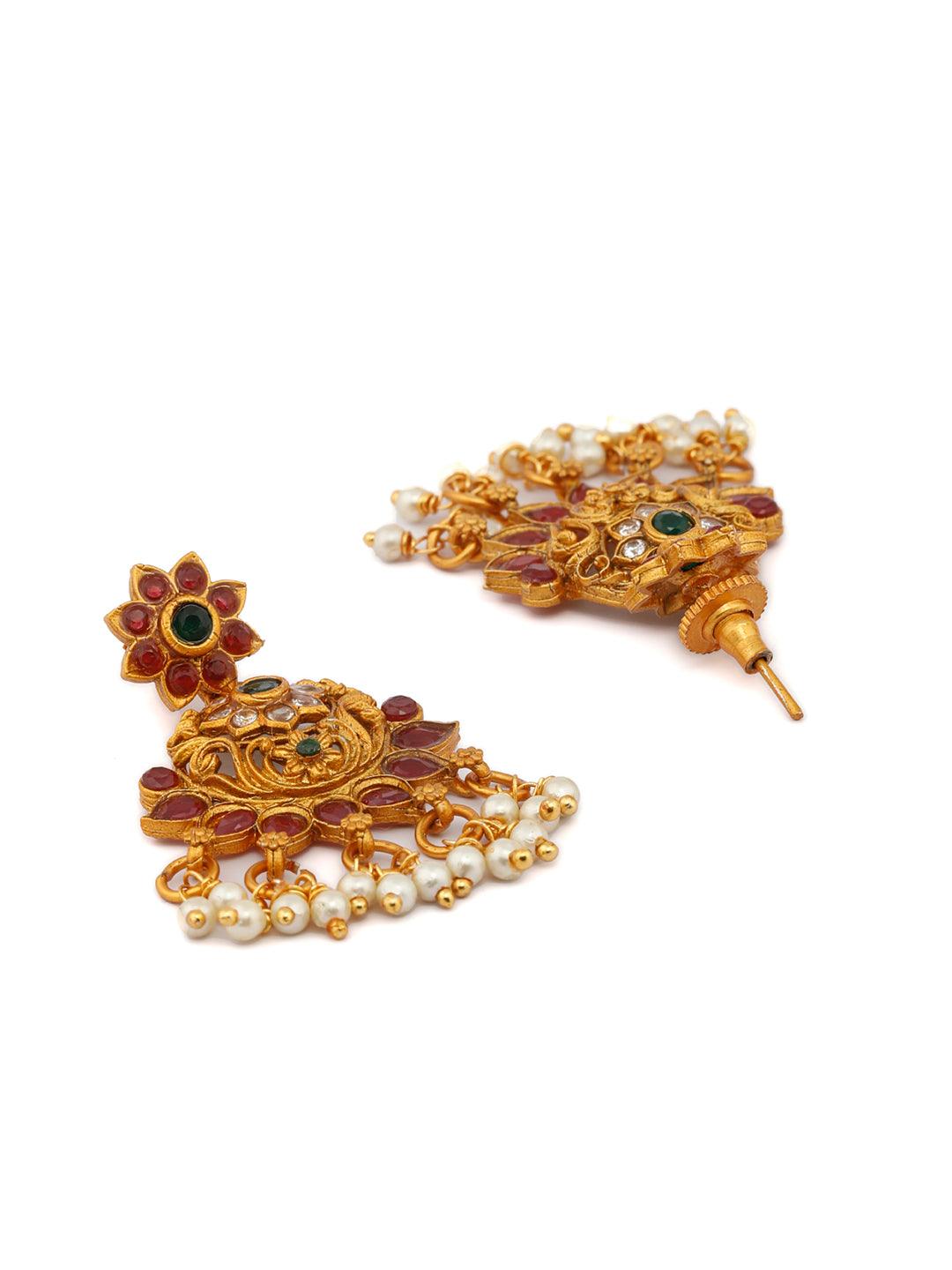 Women's Traditional Real Kemp Gold Plated Floral Jewelley Set- Priyaasi - Indiakreations