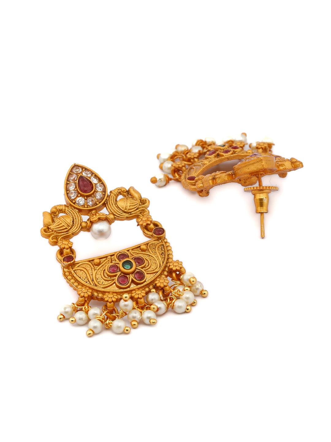 Women's Traditional Gold Plated Real Kemp Temple Jewelley Set- Priyaasi - Indiakreations