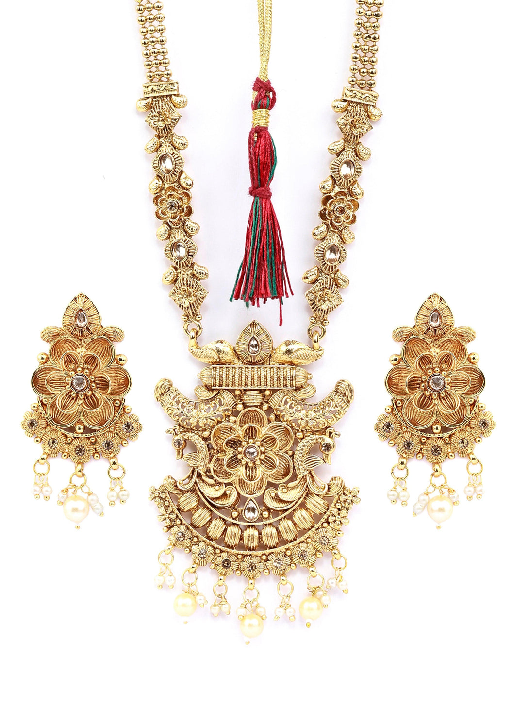 Women's Traditional Gold Plated Floral Jewellery Set - Priyaasi - Indiakreations