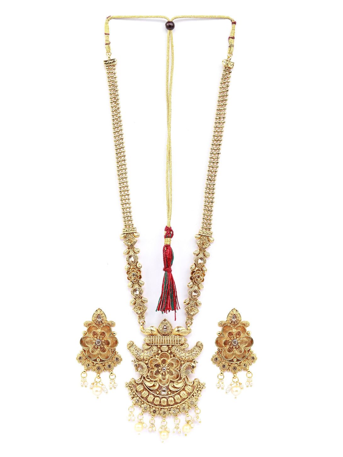 Women's Traditional Gold Plated Floral Jewellery Set - Priyaasi - Indiakreations