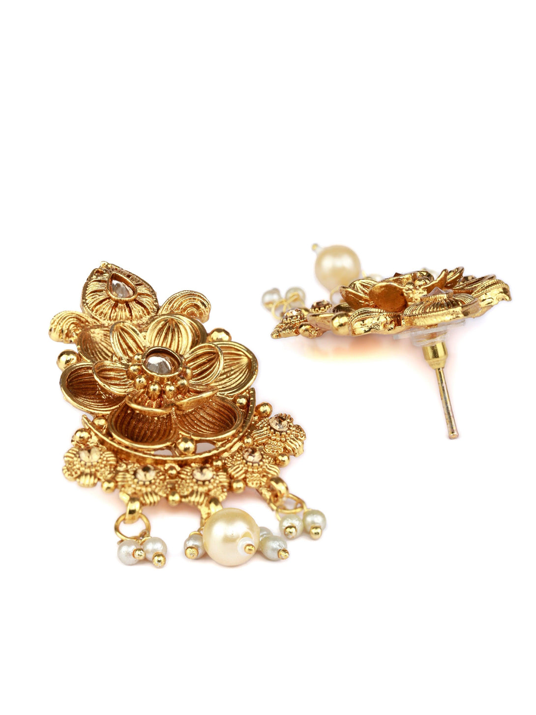 Women's Traditional Gold Plated Floral Jewellery Set - Priyaasi - Indiakreations