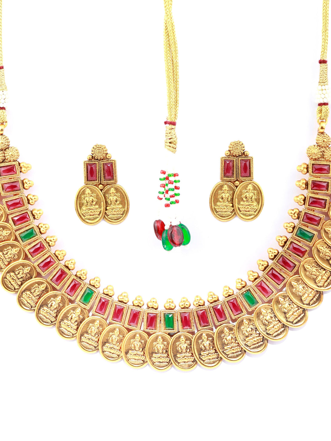 Women's Tarditional Laxmi Coin Gold Plated Jewellery Set - Priyaasi - Indiakreations