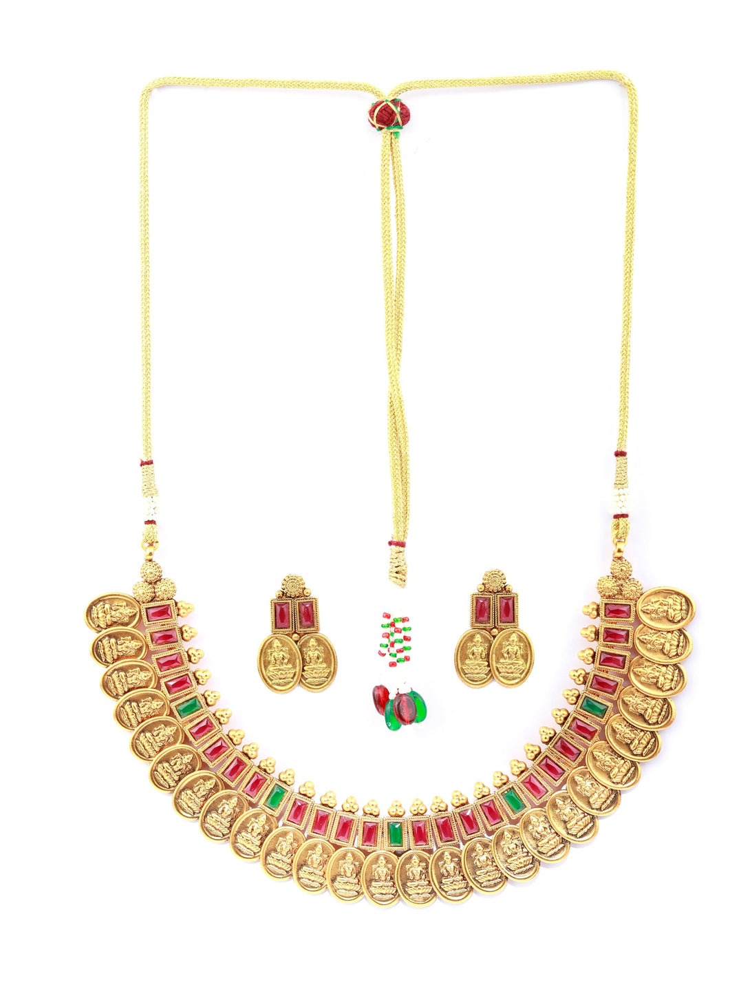 Women's Tarditional Laxmi Coin Gold Plated Jewellery Set - Priyaasi - Indiakreations