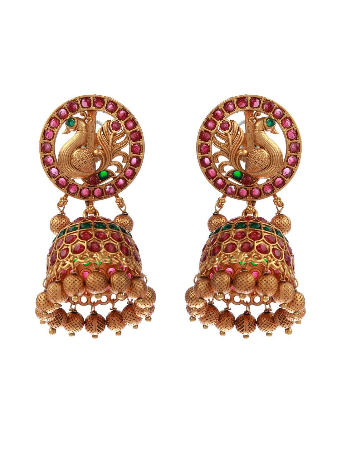 Women's Traditional Real Kemp Peacock Jewellery Set - Priyaasi - Indiakreations