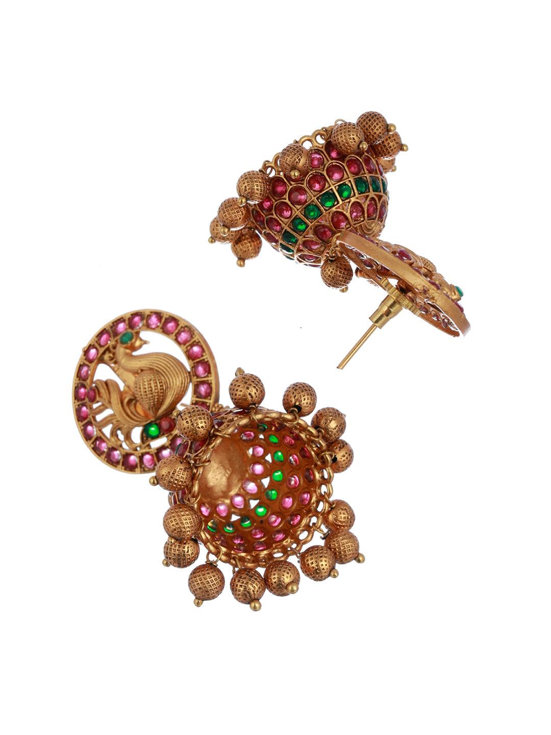 Women's Traditional Real Kemp Peacock Jewellery Set - Priyaasi - Indiakreations