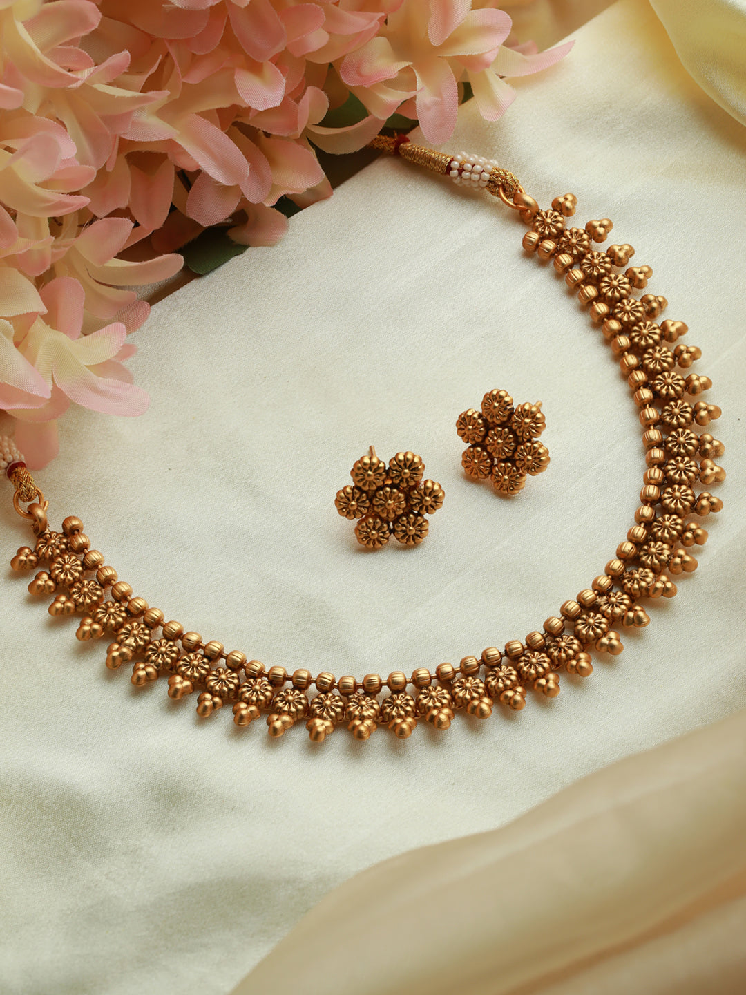 Women's Traditional Floral Gold Plated Jewellery Set - Priyaasi - Indiakreations