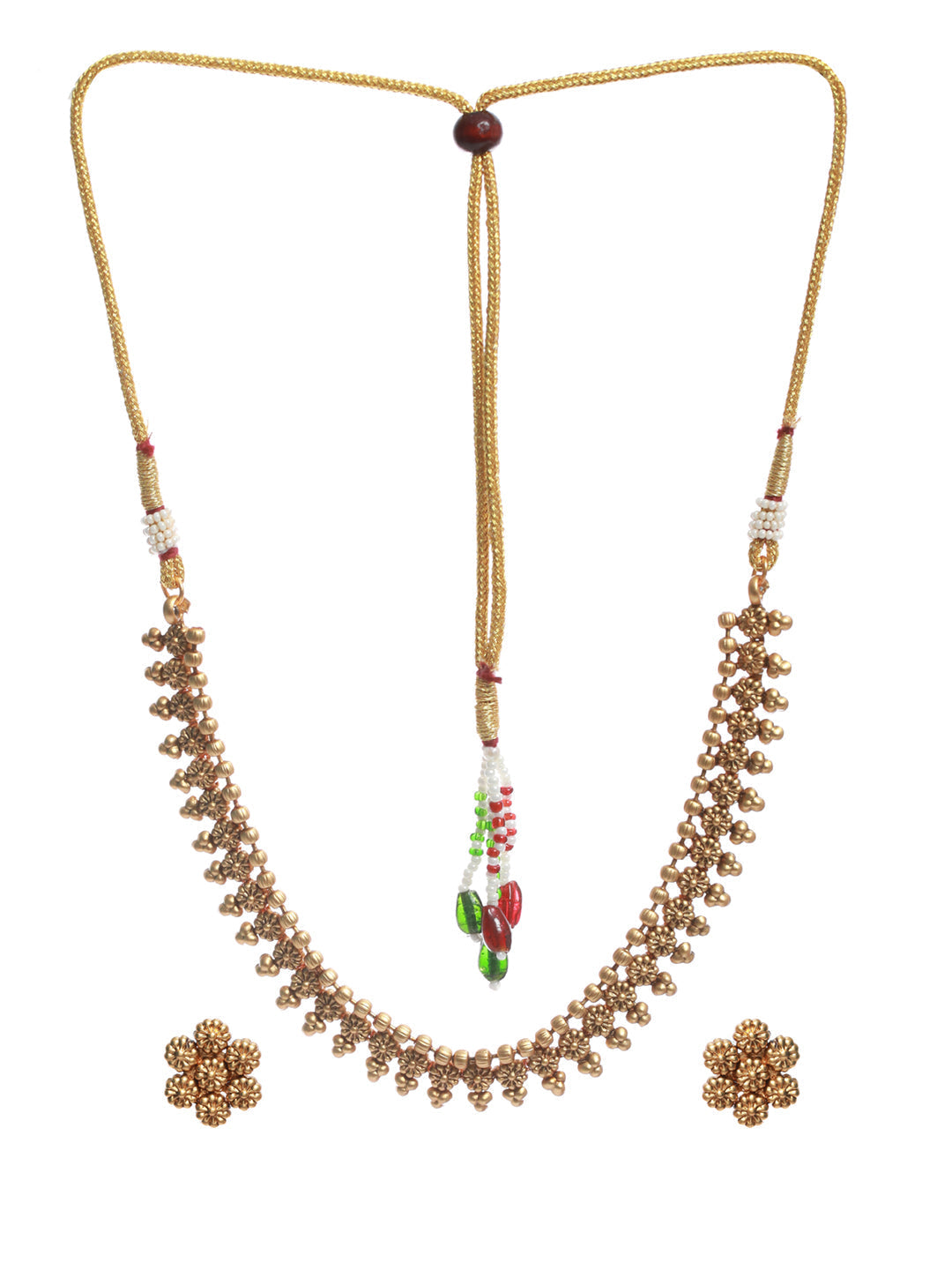 Women's Traditional Floral Gold Plated Jewellery Set - Priyaasi - Indiakreations