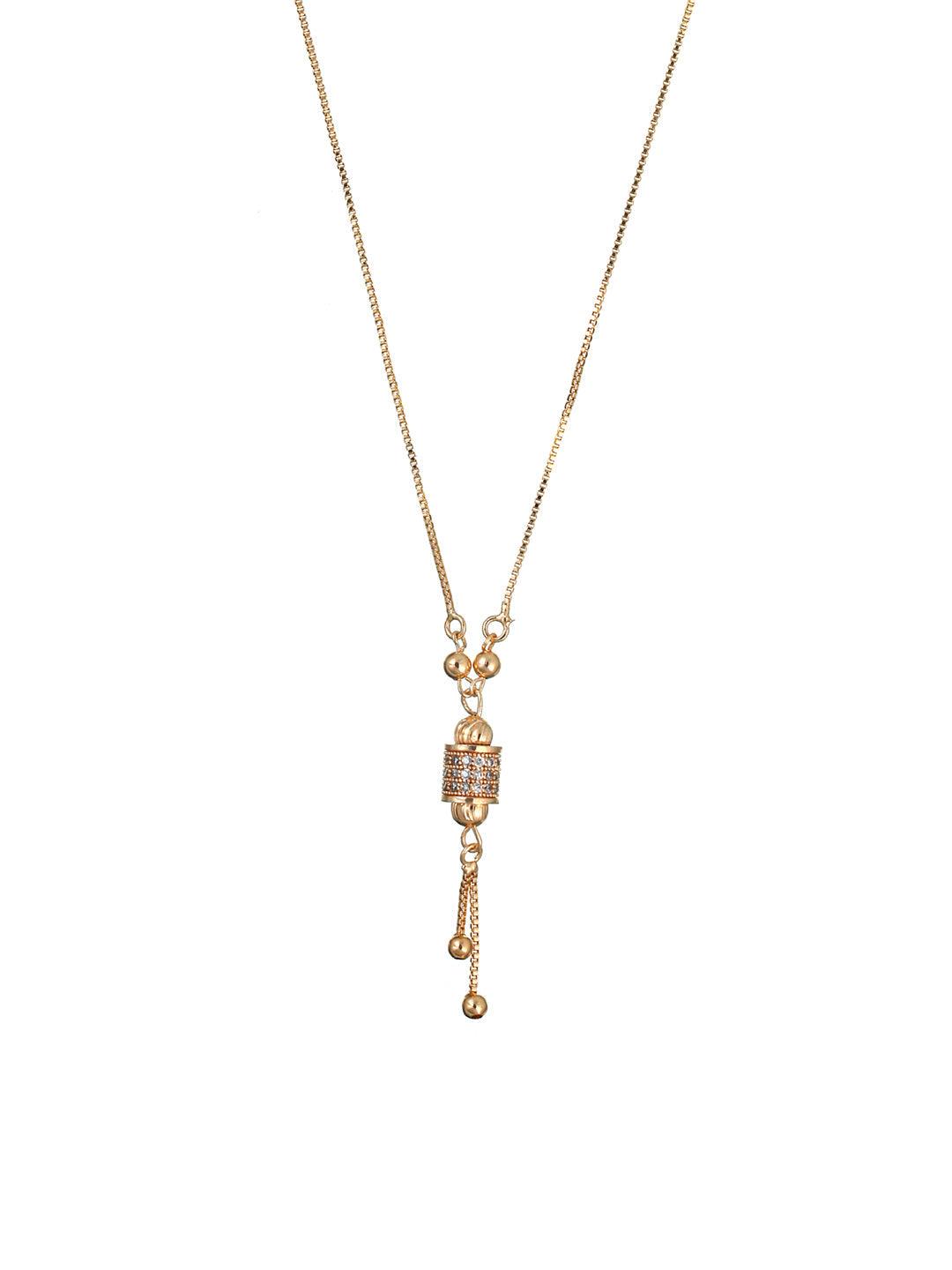 Women's Contemporary American Diamond Rose Gold Plated Necklace - Priyaasi - Indiakreations