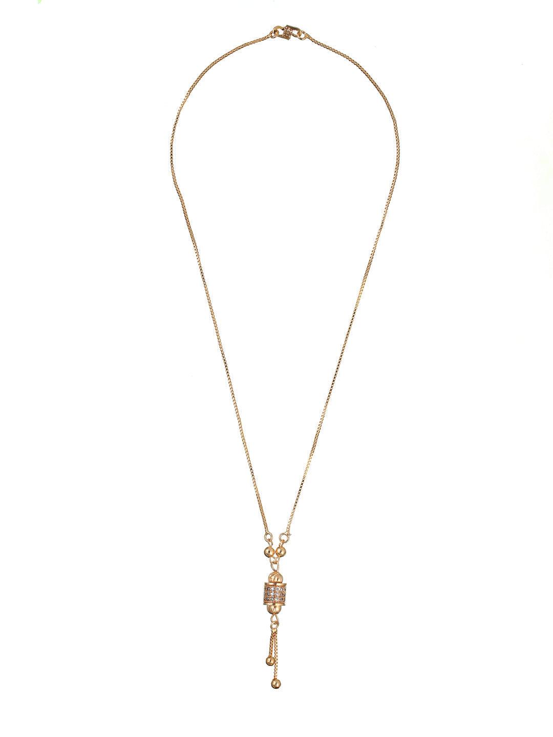 Women's Contemporary American Diamond Rose Gold Plated Necklace - Priyaasi - Indiakreations