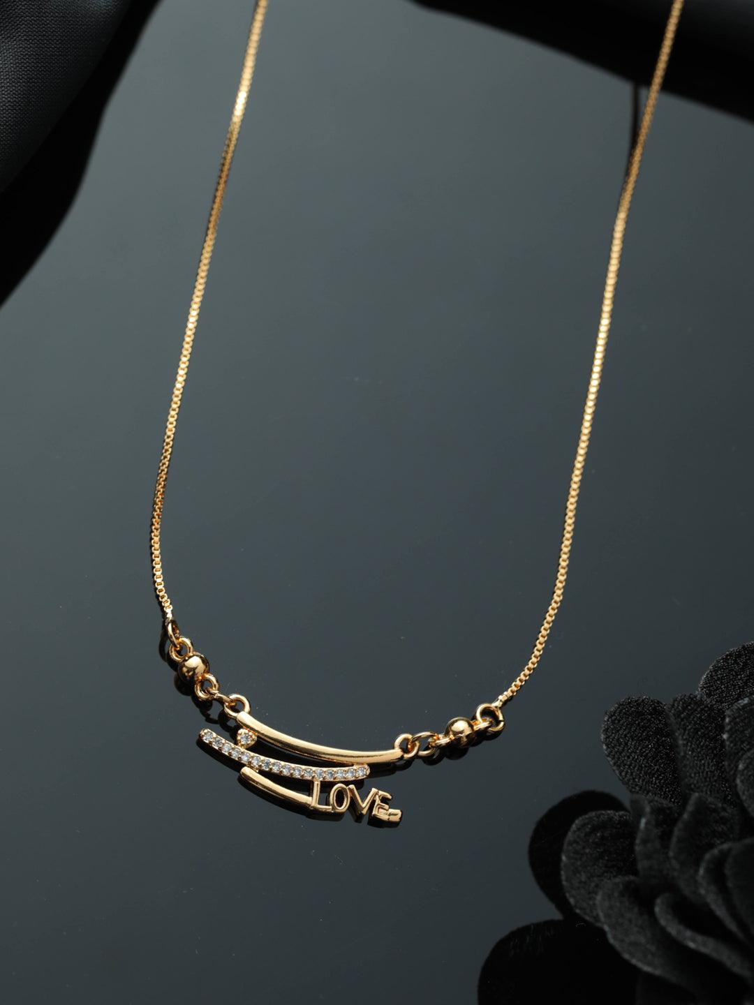 Women's Love American Diamond Gold Plated Necklace - Priyaasi - Indiakreations