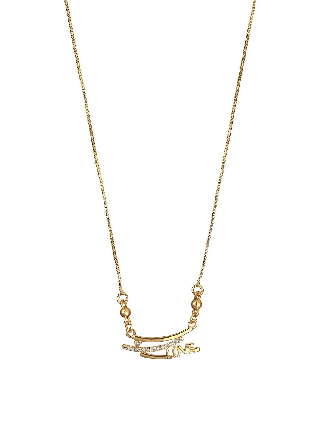 Women's Love American Diamond Gold Plated Necklace - Priyaasi - Indiakreations