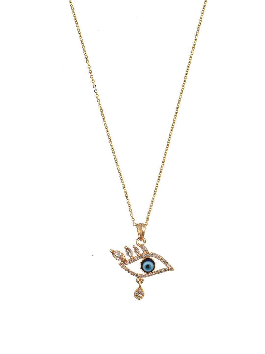 Women's Evil Eye American Diamond Rose Gold Plated Necklace - Priyaasi - Indiakreations