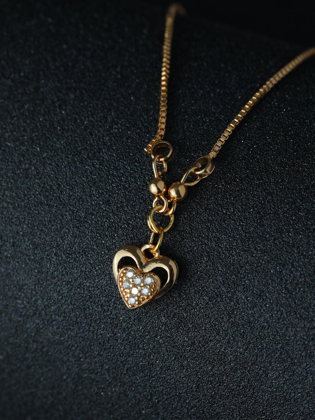 Women's Heart American Diamond Gold Plated Necklace - Priyaasi - Indiakreations