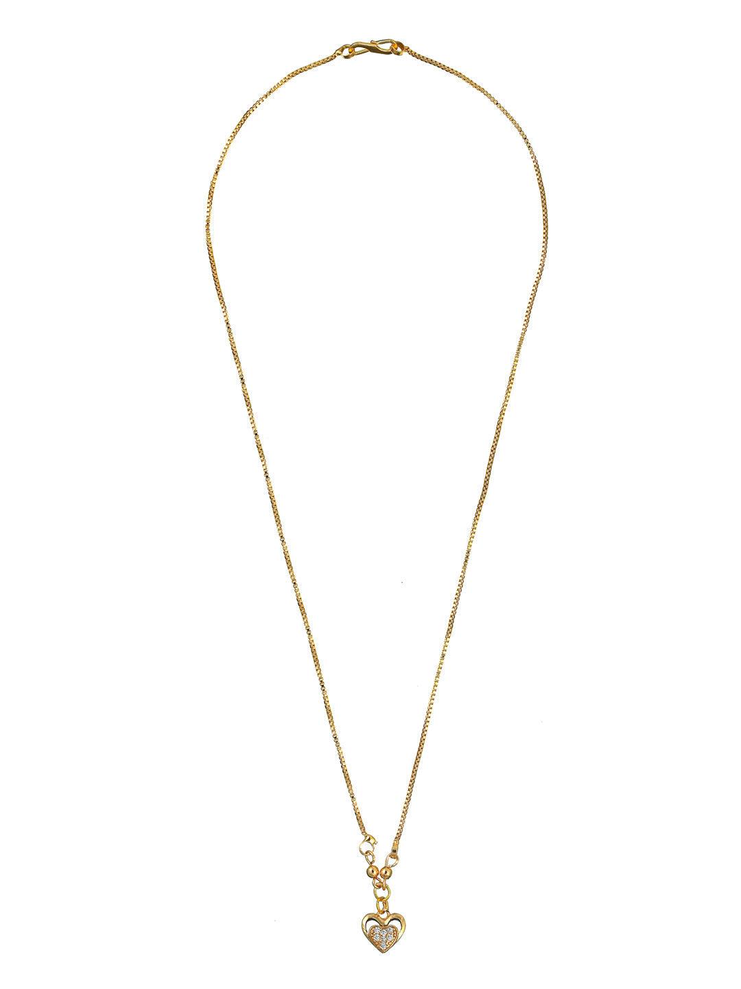 Women's Heart American Diamond Gold Plated Necklace - Priyaasi - Indiakreations