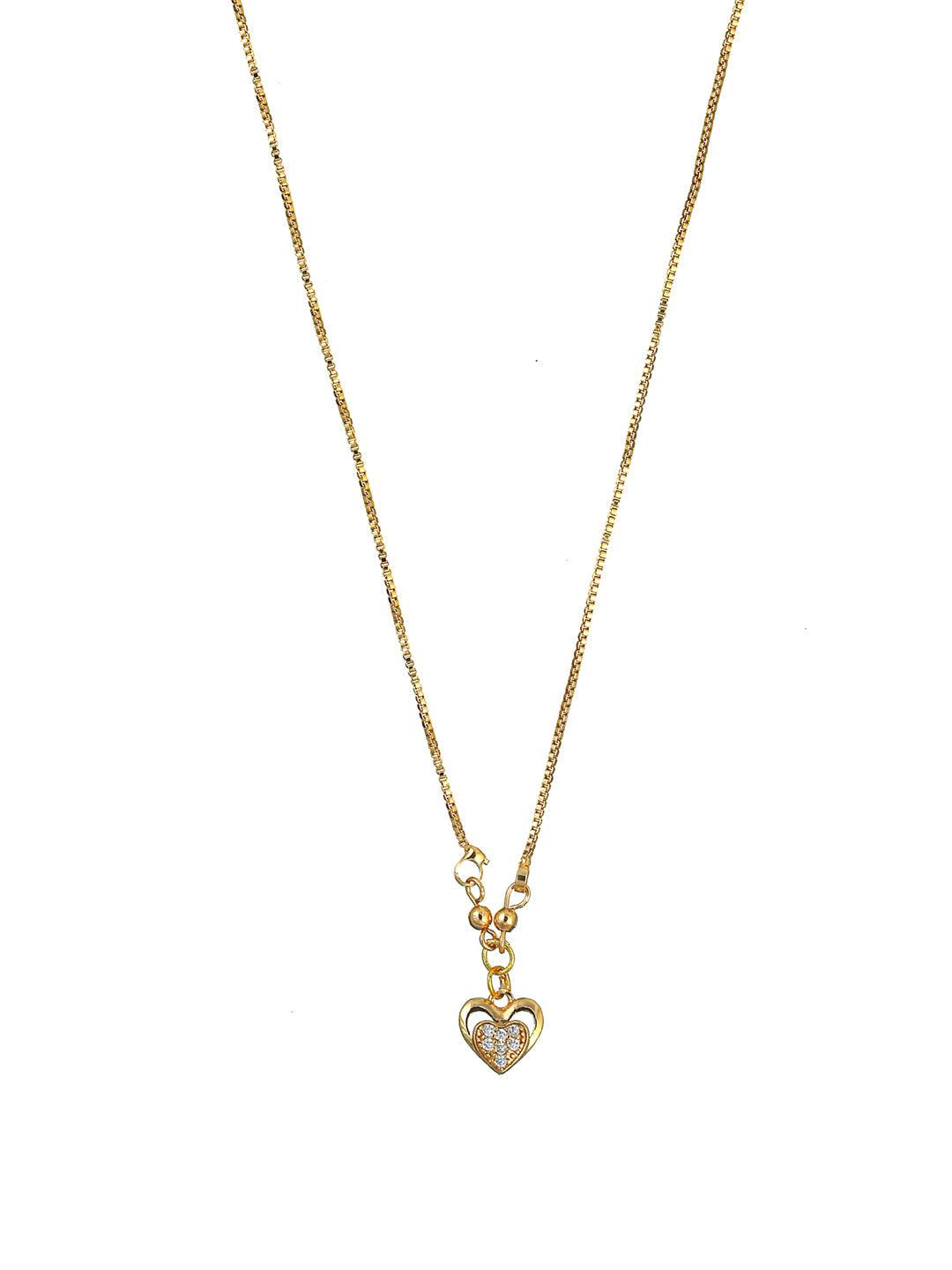 Women's Heart American Diamond Gold Plated Necklace - Priyaasi - Indiakreations