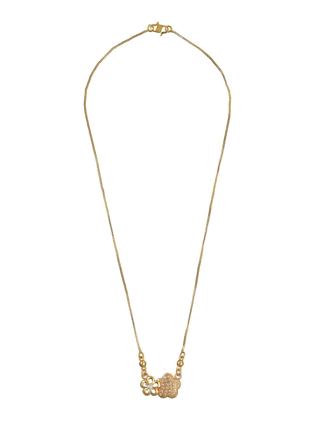 Women's Floral American Diamond Gold Plated Necklace - Priyaasi - Indiakreations