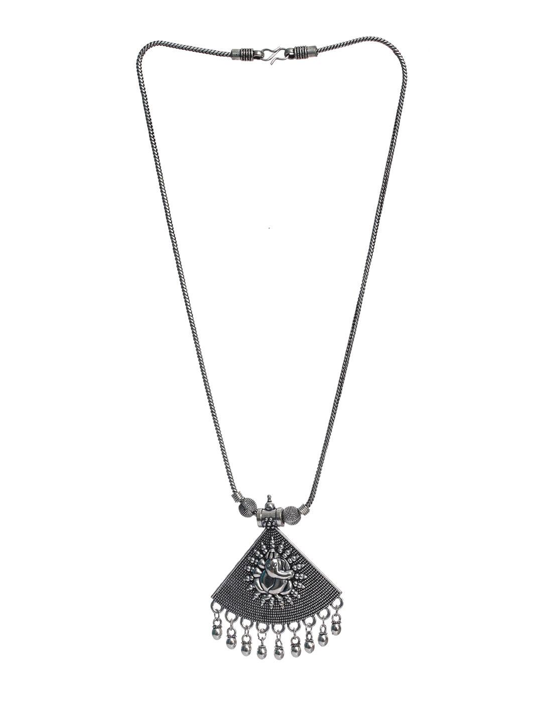 Women's Oxidised Silver Lord Ganesha Necklace - Priyaasi - Indiakreations