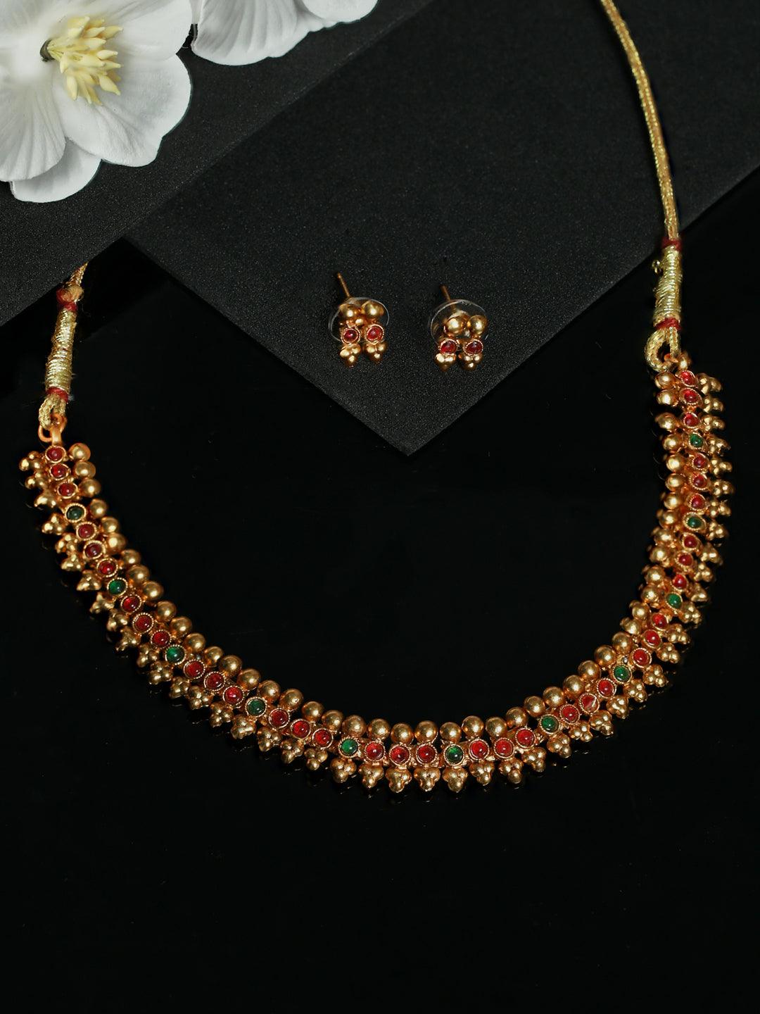 Women's Traditional Multicolor Gold Plated Jewellery Set - Priyaasi - Indiakreations