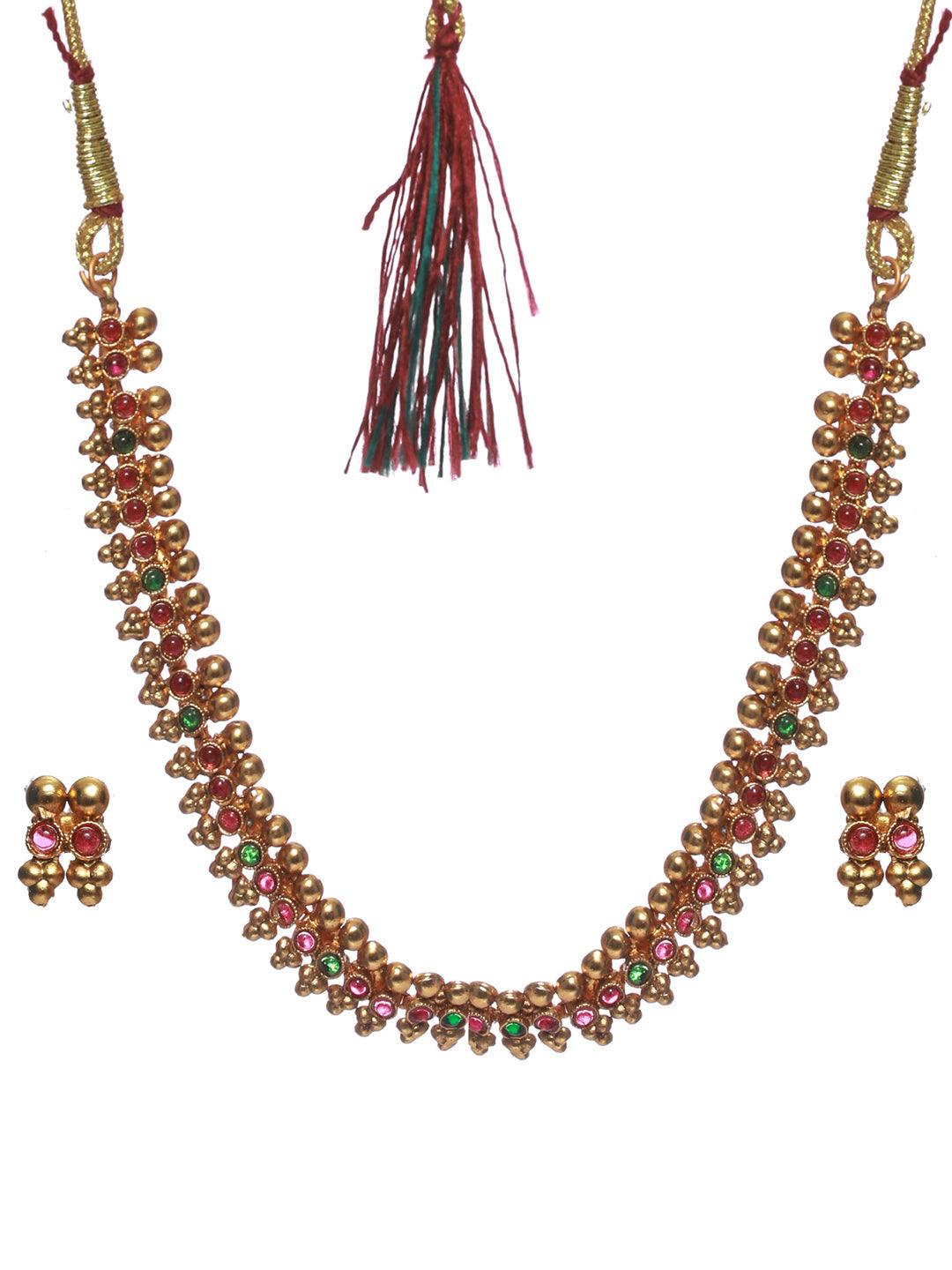 Women's Traditional Multicolor Gold Plated Jewellery Set - Priyaasi - Indiakreations