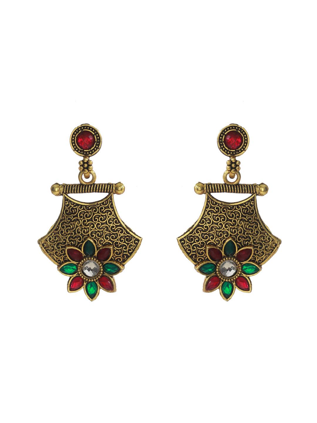 Women's Floral Multicolor Gold Plated Jewellery Set - Priyaasi - Indiakreations