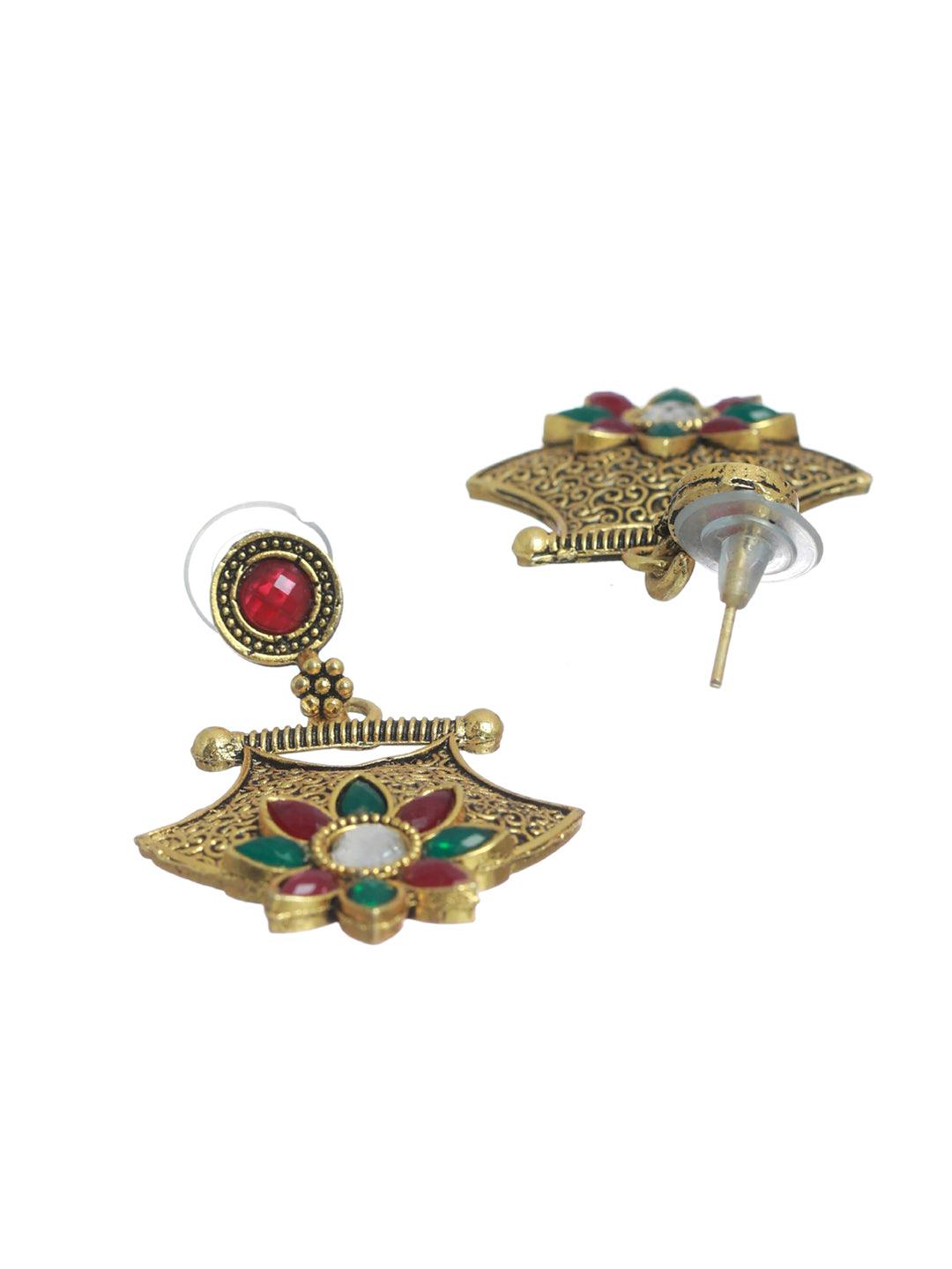 Women's Floral Multicolor Gold Plated Jewellery Set - Priyaasi - Indiakreations