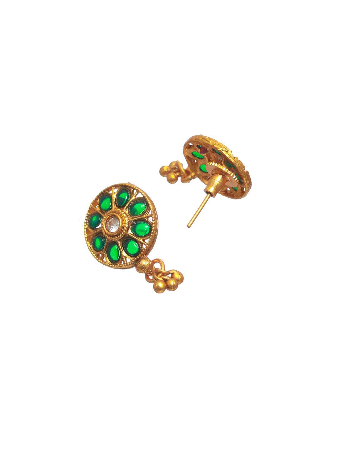 Women's Green Goddess Peacock Floral Gold Plated Jewellery Set - Priyaasi - Indiakreations