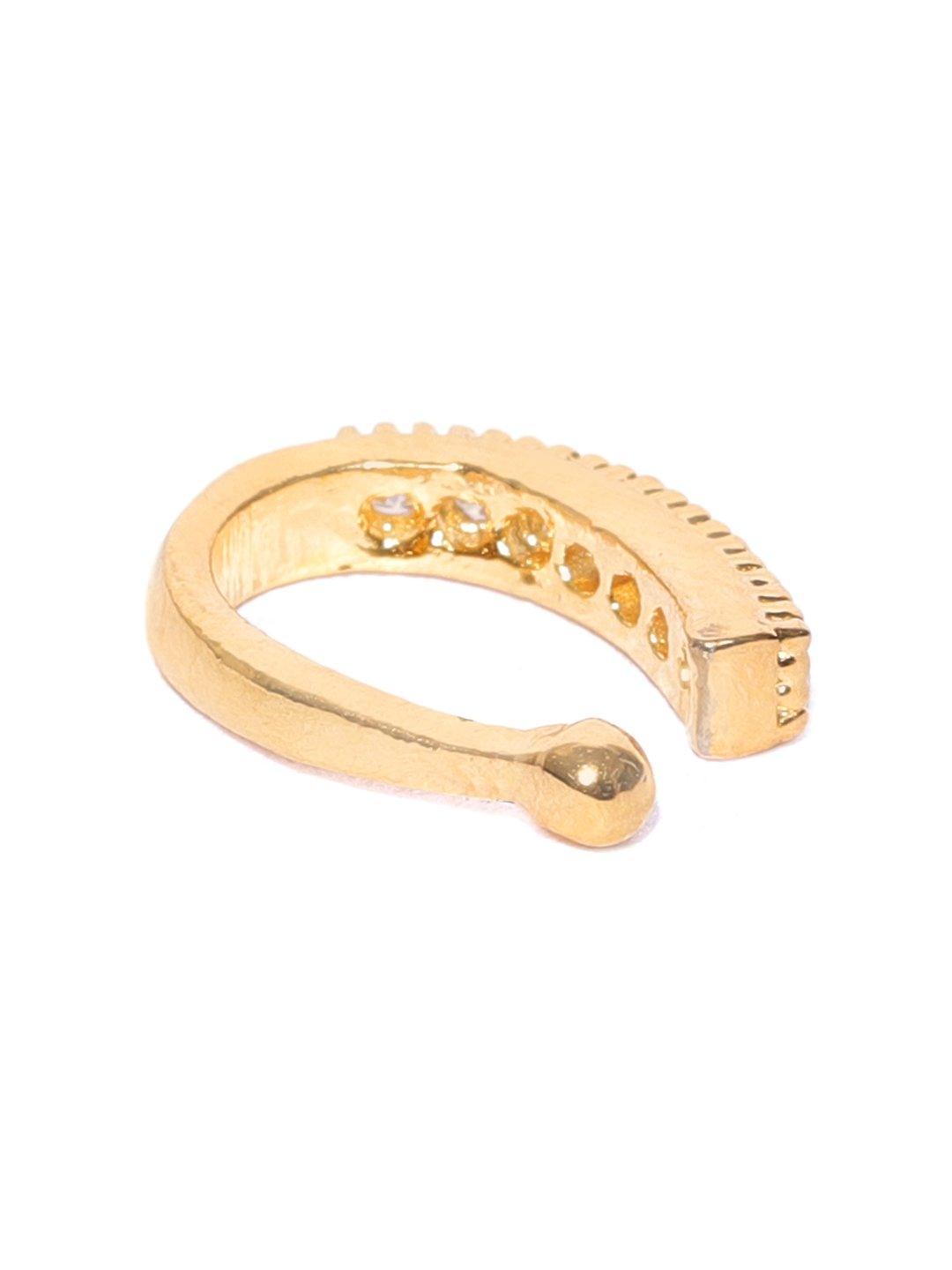 Women's Gold-Toned & White CZ Studded Designer Clip-On Nose Pin For Women And Girls - Priyaasi - Indiakreations