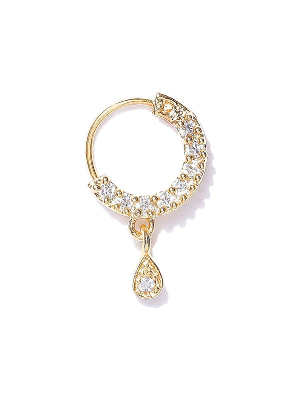 Women's Stylish Gold Plated American Diamond Nose pin For Women And Girls - Priyaasi