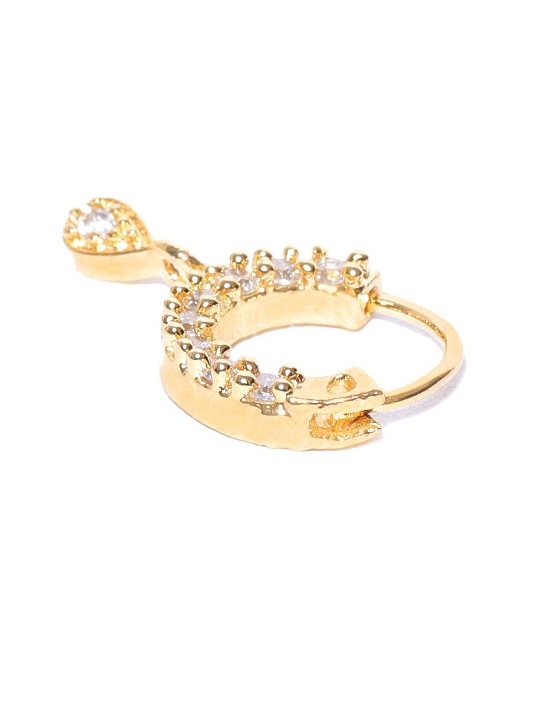 Women's Stylish Gold Plated American Diamond Nose pin For Women And Girls - Priyaasi - Indiakreations