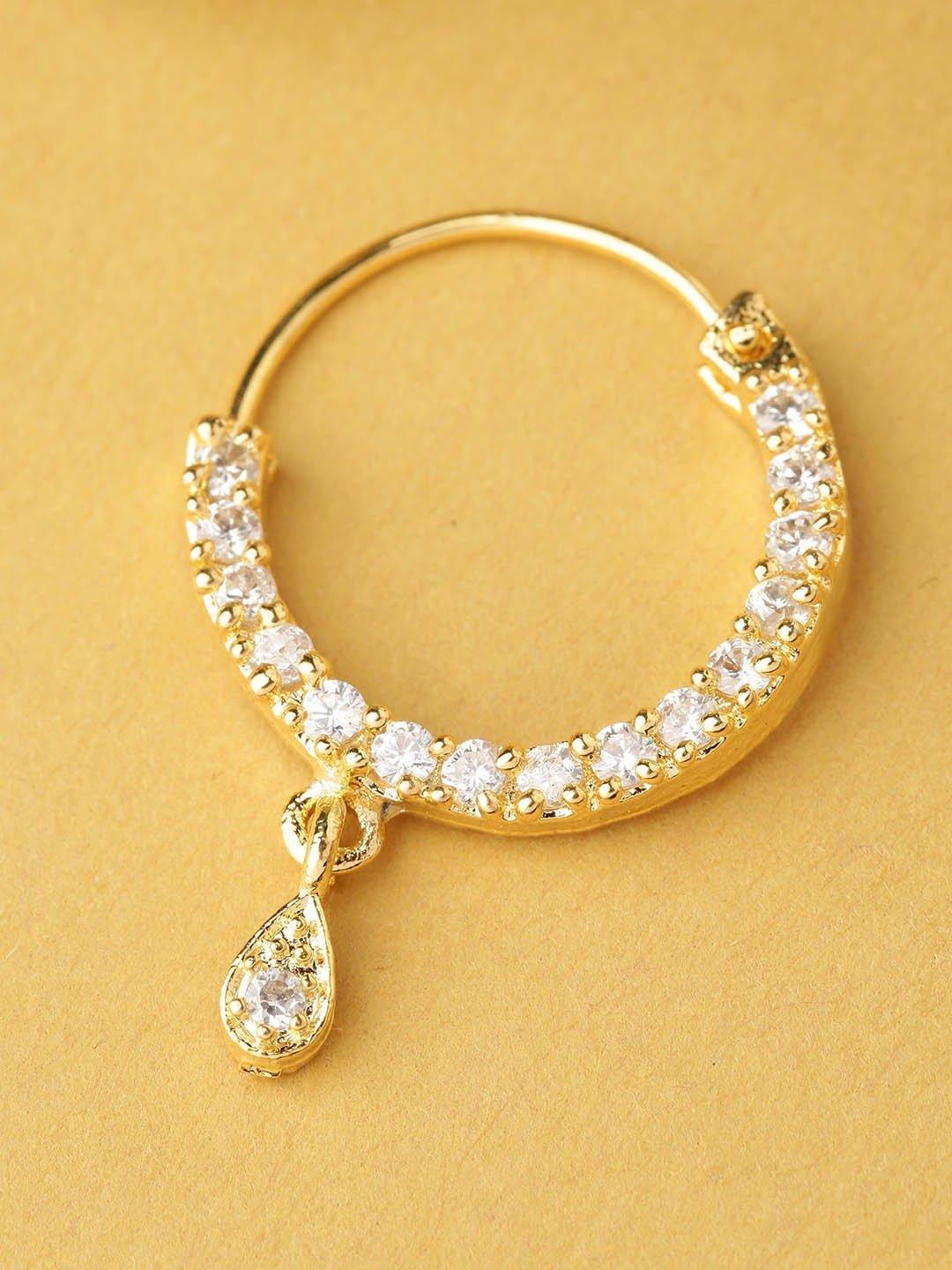 Women's Stylish Gold Plated American Diamond Nose pin For Women And Girls - Priyaasi - Indiakreations