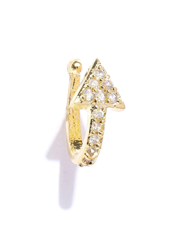 Women's Women Gold-Plated & White Stone-Studded Nose Pin - Priyaasi - Indiakreations