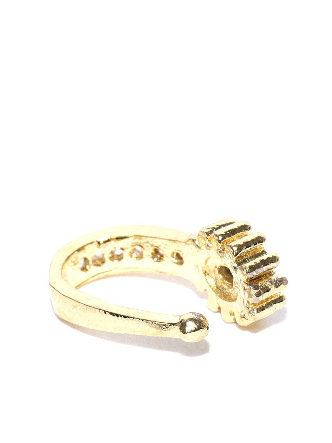 Women's Classic Gold-Plated & American Diamond Clip-On Nosepin For Women And Girls - Priyaasi - Indiakreations
