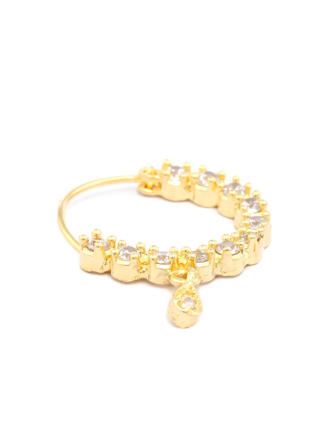 Women's Gold Plated American Diamond Nath- Priyaasi - Indiakreations