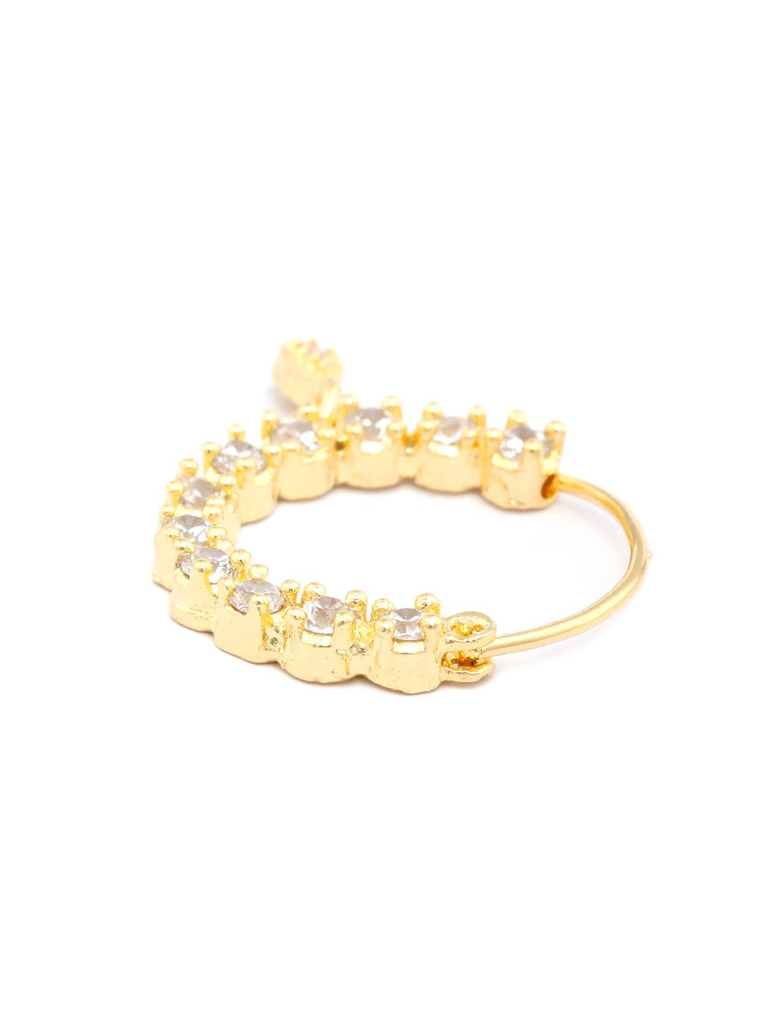 Women's Gold Plated American Diamond Nath- Priyaasi - Indiakreations