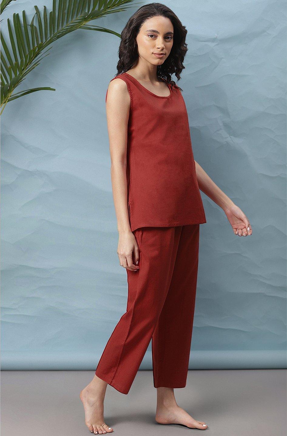 Women's Cotton Flex Solid Night Suit Set-Mansa - Indiakreations