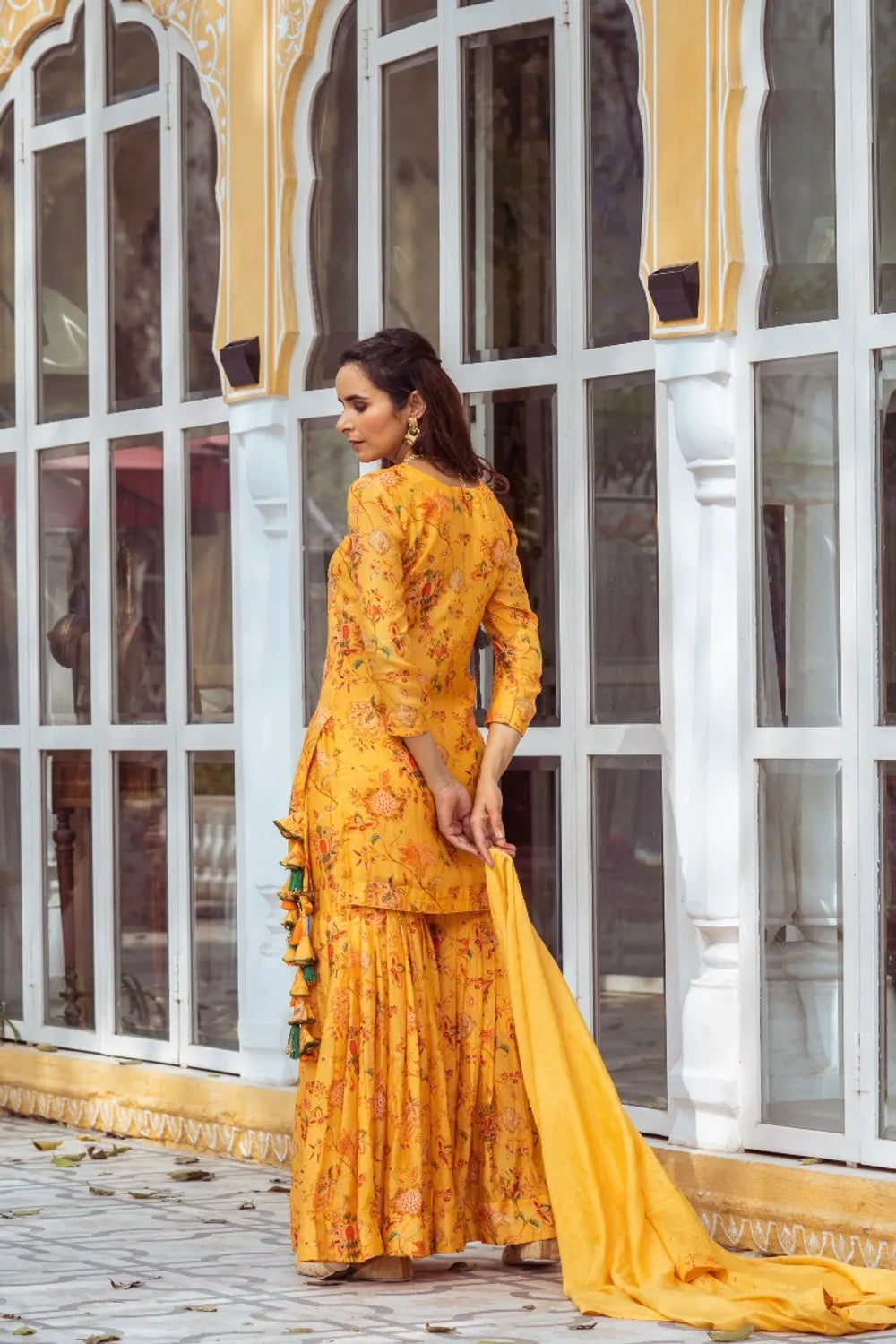 Yellow Printed Gharara Set - Indiakreations