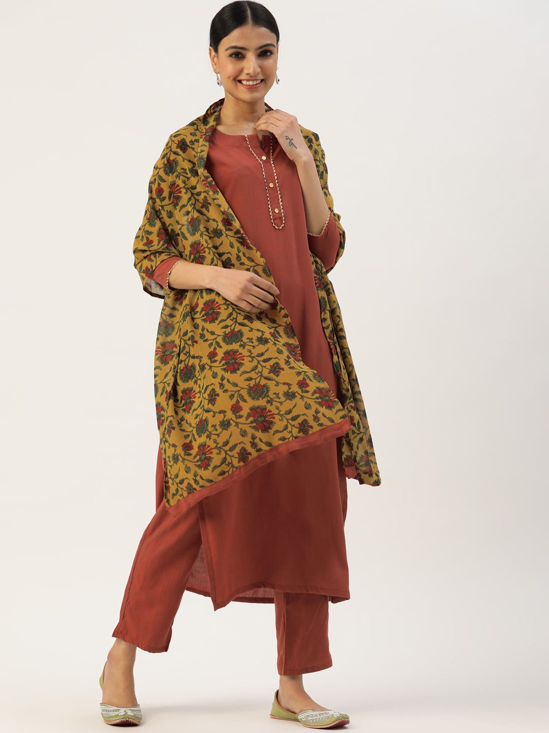 Women's Maroon Color Rayon Blend Straight Kurta Pant Set With Dupatta  - Vaaba