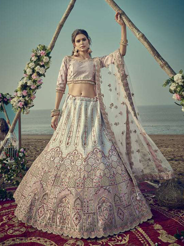 Heavy Velvet Embroidered Moff Bridal Lehenga Choli