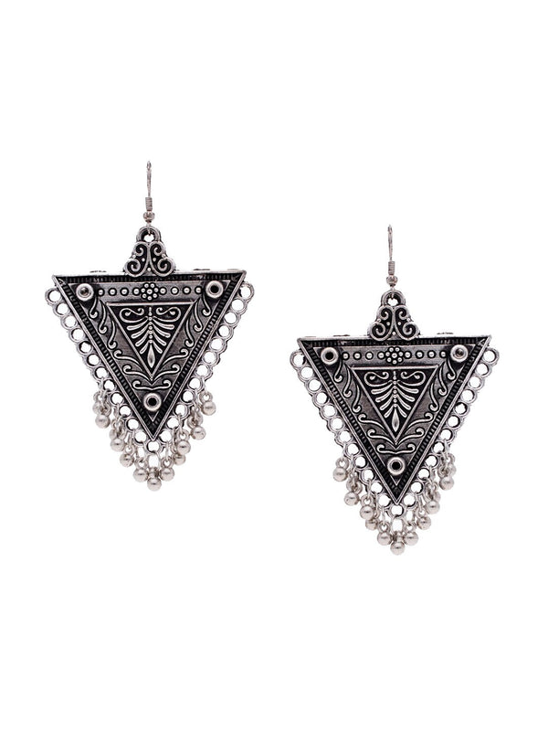 Women's Silver-Toned Contemporary Drop Earrings - Morkanth