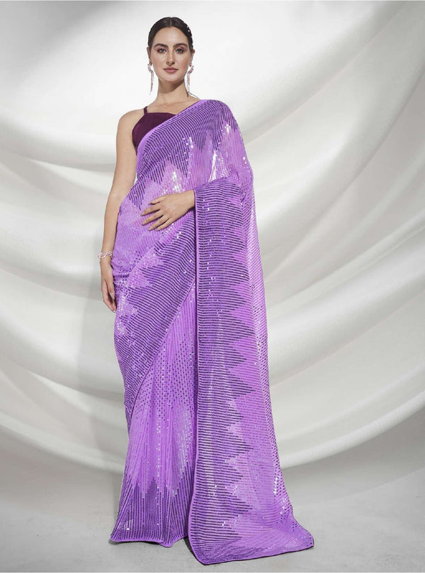 Women's Purple Designer Saree Collection - Dwija Fashion