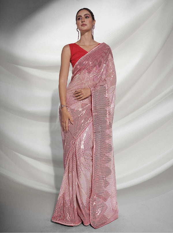 Women's Red Designer Saree Collection - Dwija Fashion