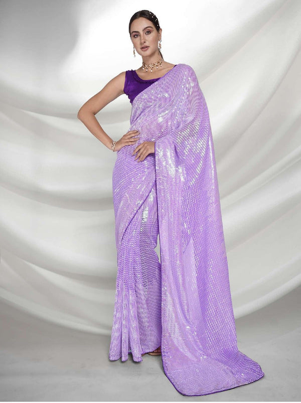 Women's Purple Designer Saree Collection - Dwija Fashion