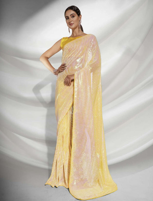 Women's Yellow Designer Saree Collection - Dwija Fashion