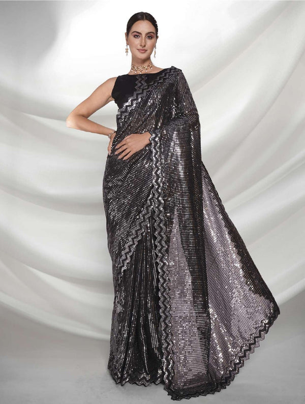 Women's Black Designer Saree Collection - Dwija Fashion